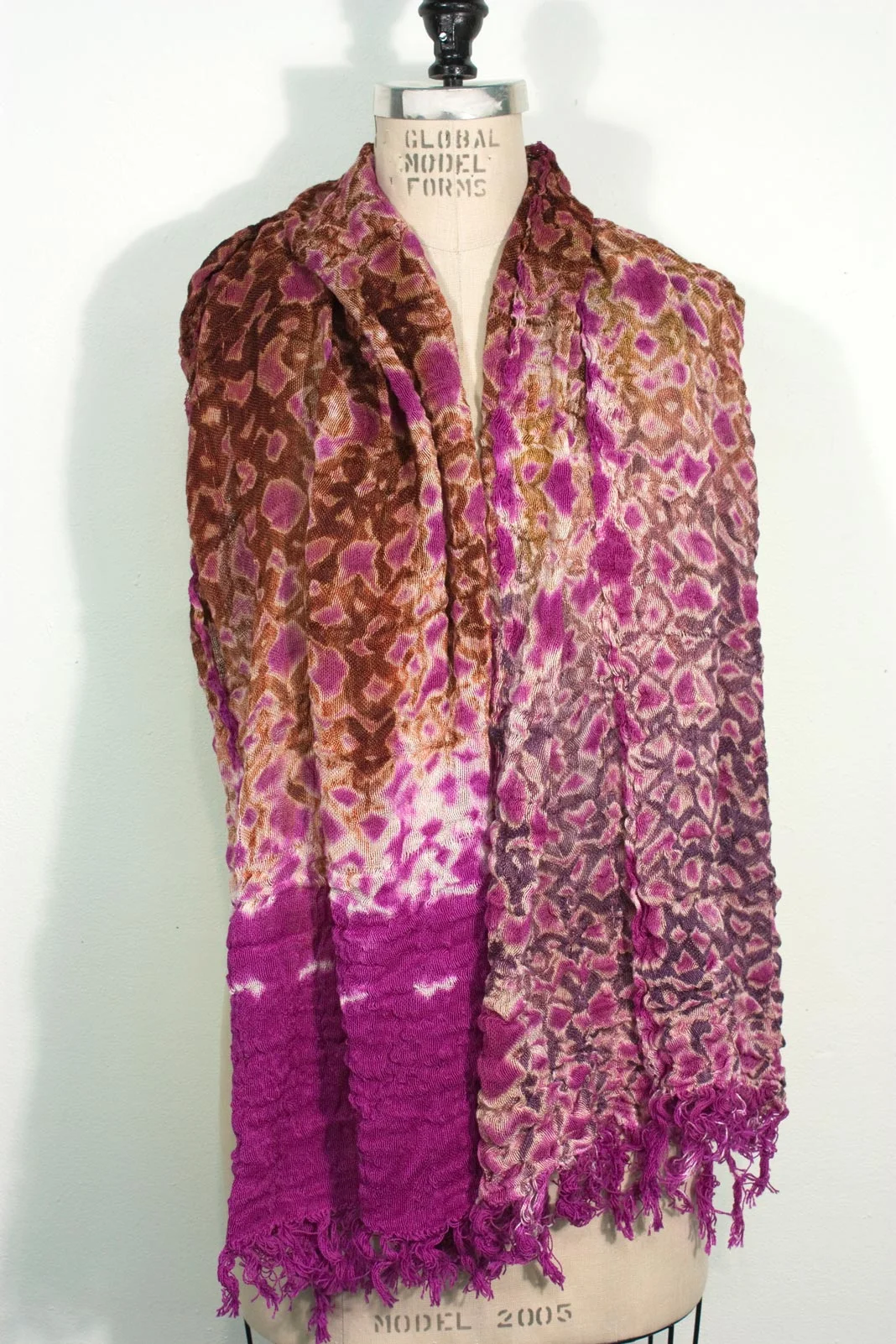 Shibori Shawl <P> <P> <font size = 2>2010; Cotton and rayon. Handwoven, hand-dyed.<P></font>