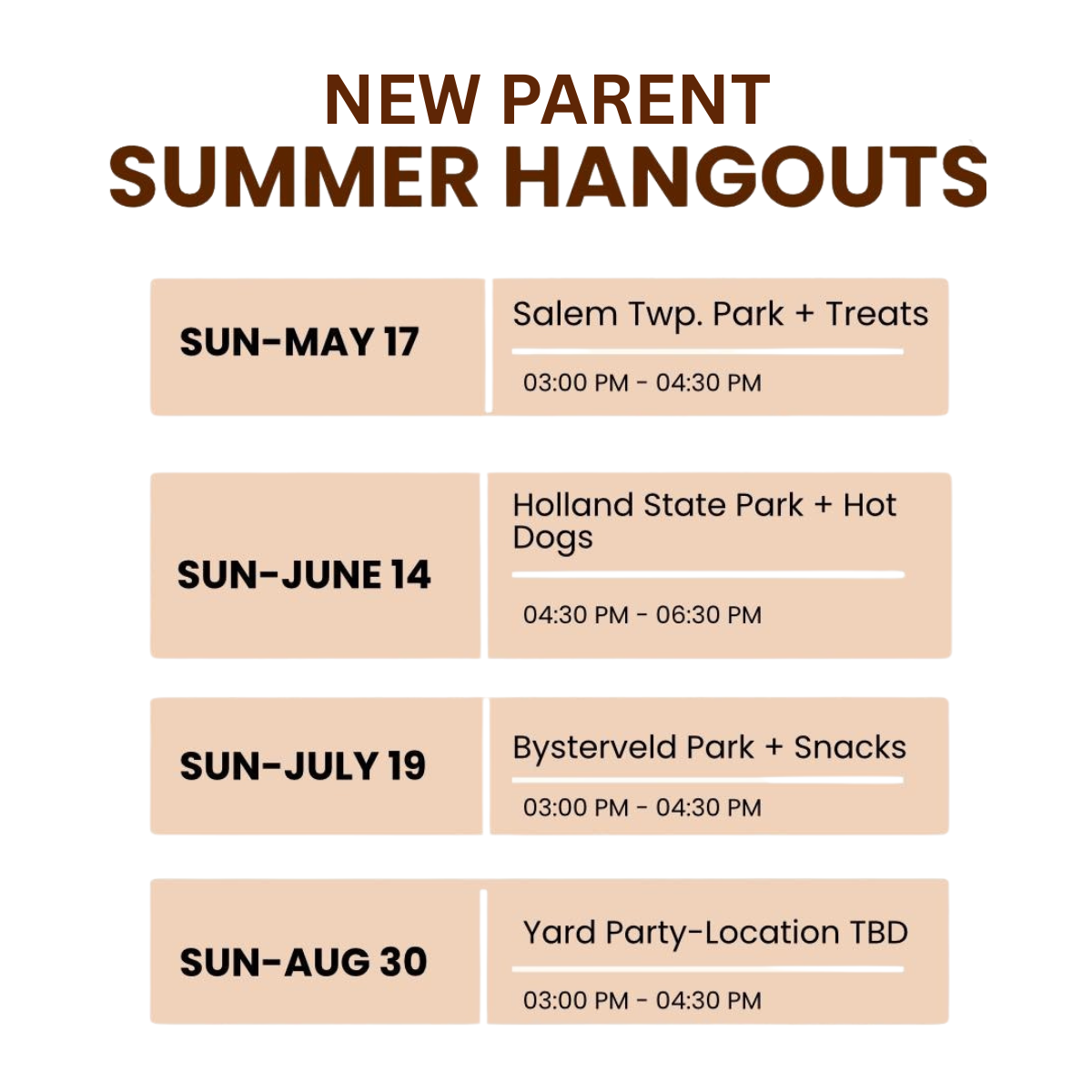 New Parent Summer Hangout