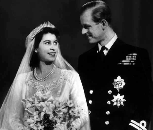 Princess Elizabeth and Philip on their wedding day. 