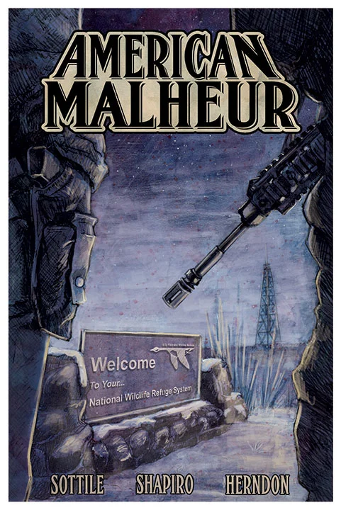 American Malheur was meant to be a 7 issue graphic novel series about how fundamentalism shaped the American west. The comics would touch on many historical events but the narrative would have been framed by the events and people involved in the 2016 occupation of the Malheur Wildlife Refuge. Sadly, this project was shelved before it was finished. The work here is unfinished but presented for posterity. 