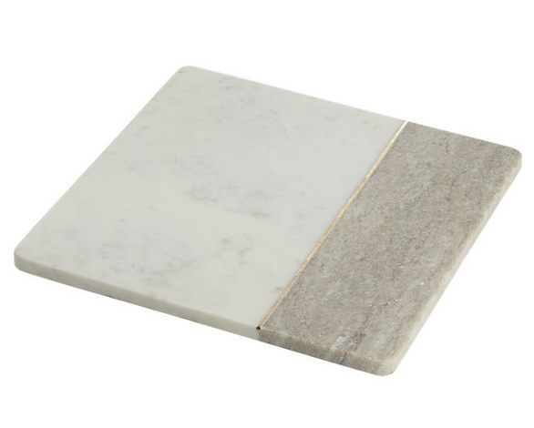 Divide Marble Server $29.95 Simple and elegant way to serve a light cheese platter or a sampling of mini avocado toasts.