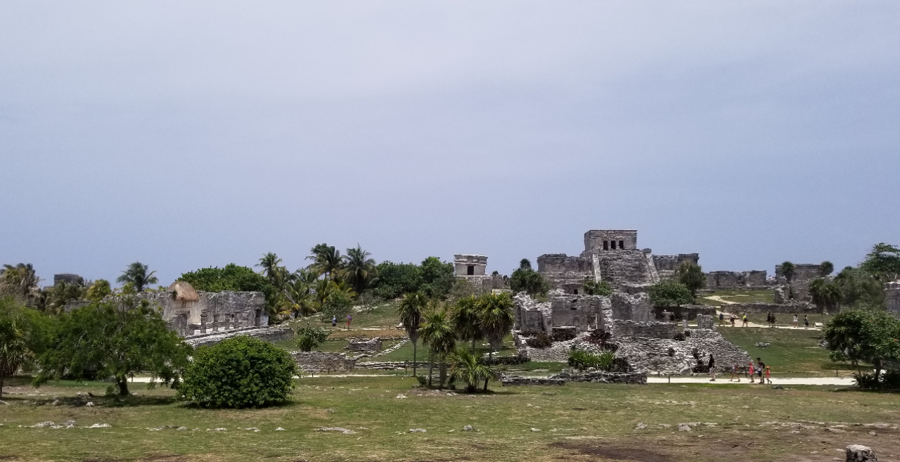 A view of the Tulum ruins from the hillside away from the tourists.