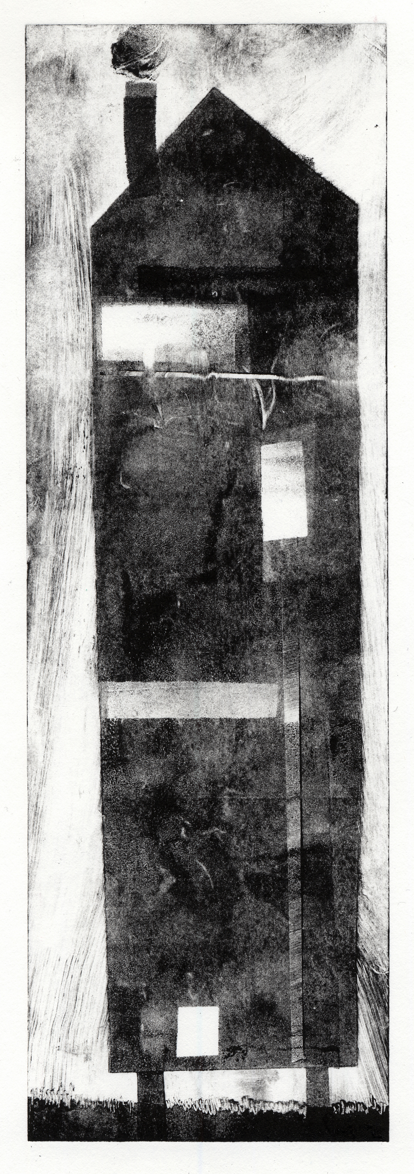  A monotype print of a dwelling by Clive Knights&nbsp; 