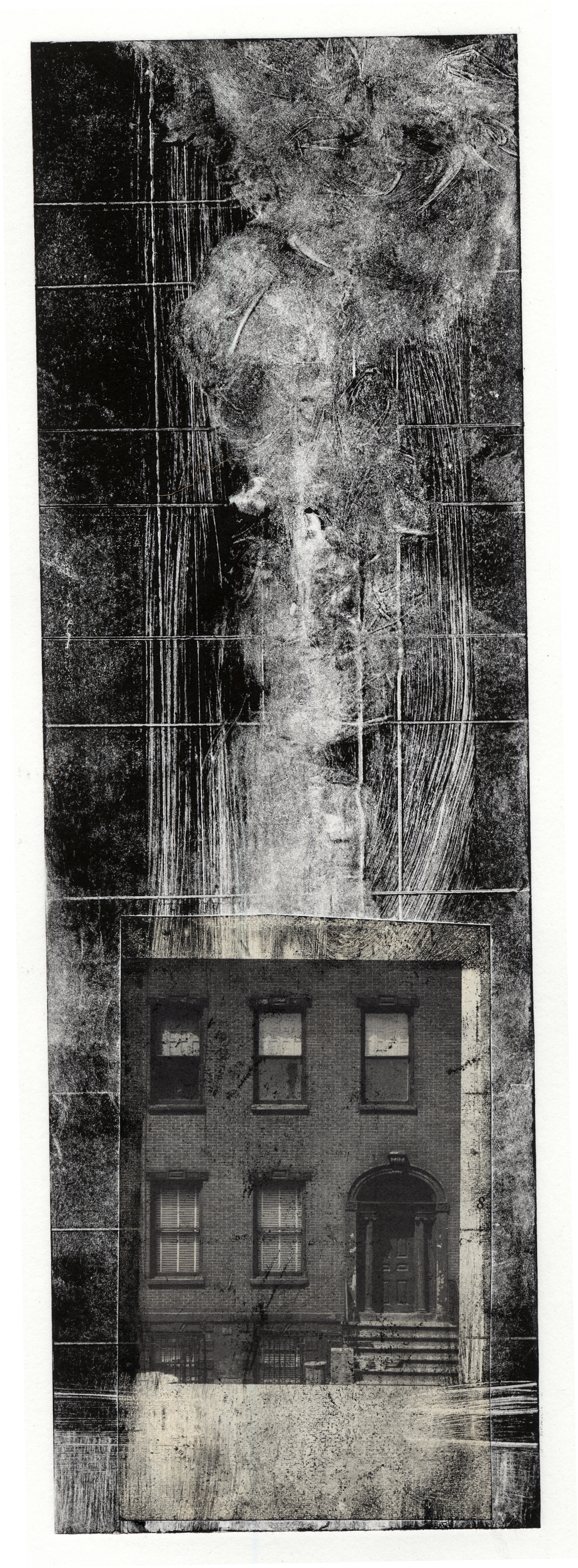  A monotype print with collage elements from Clive Knights' dwelling studies 