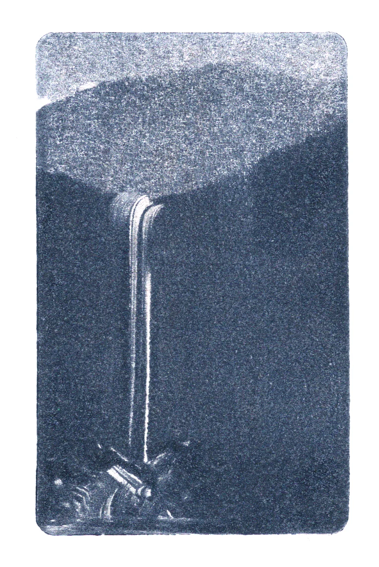  A monotype print on paper by Clive Knights from his&nbsp;Falls collection 