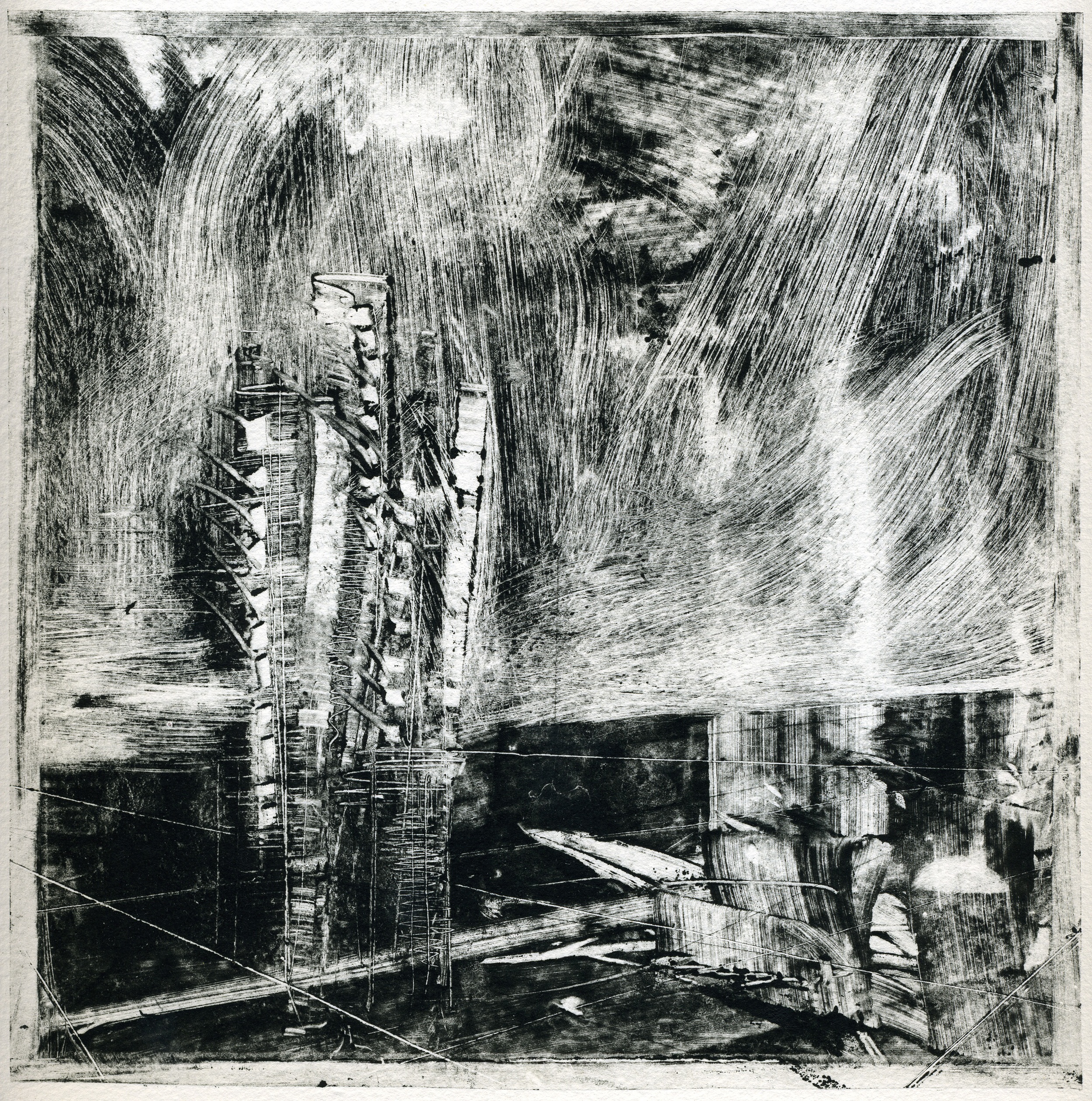  A monotype print by Clive Knights from his Lunigiana series 