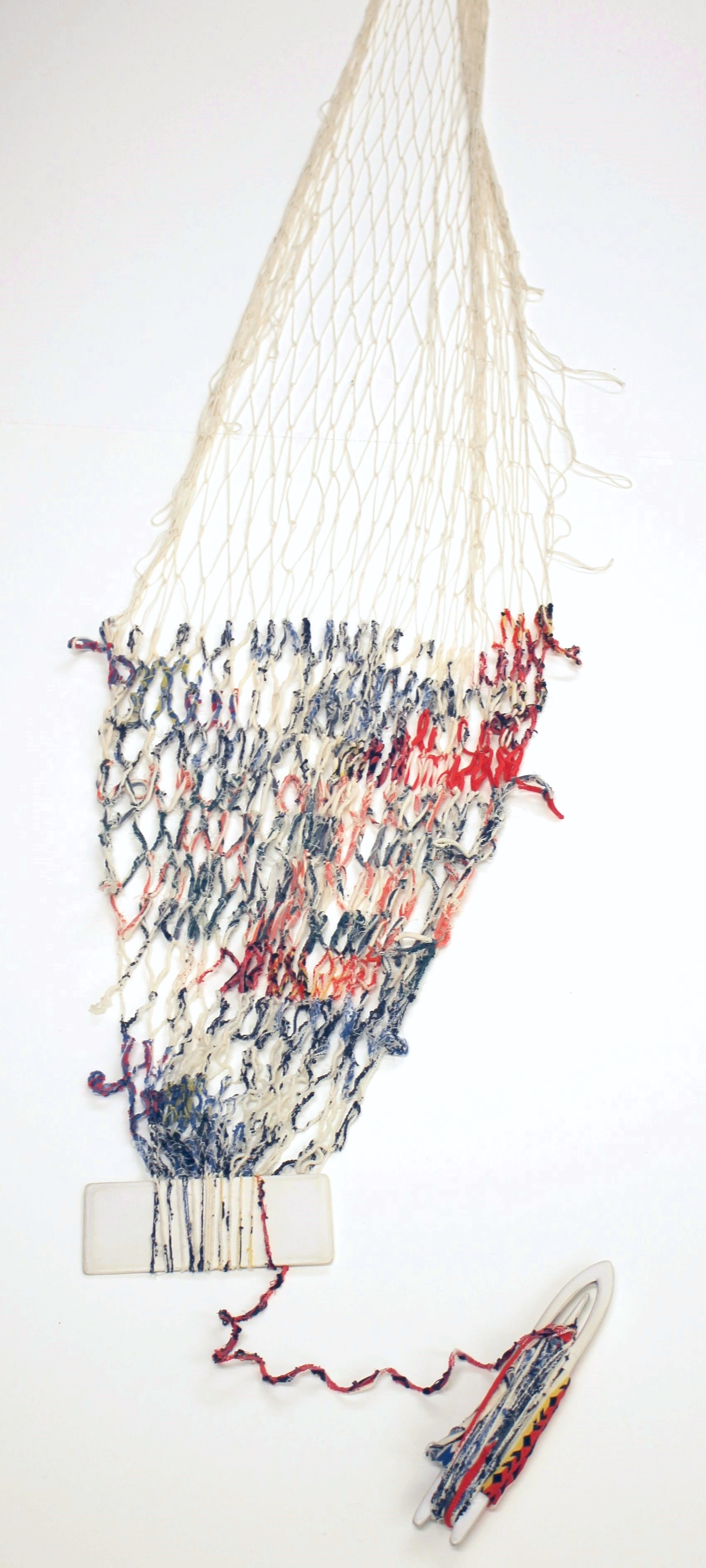 Net and Netting Tools , paper, glue, twine, unraveled socks 
