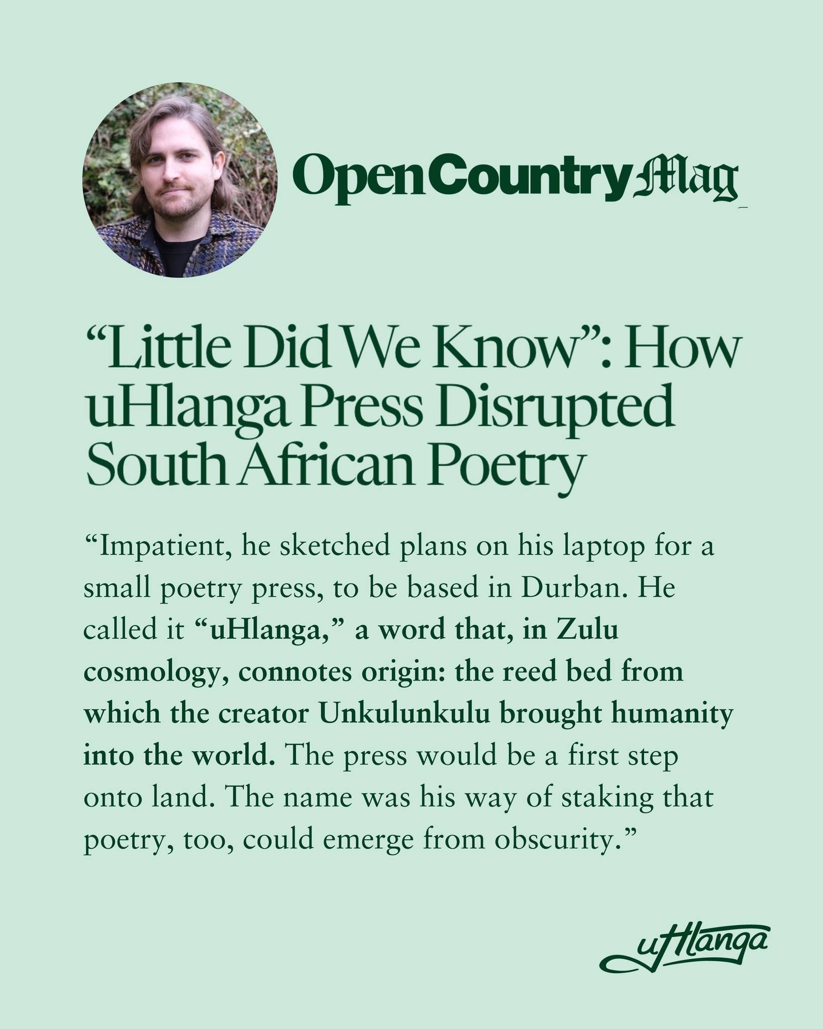 &ldquo;By the time Thabo Jijana&rsquo;s Failing Maths and My Other Crimes and @gennagardini&rsquo;s Matric Rage were published in 2015, both backed by a grant, uHlanga had made enough noise to be noticed. Both books won awards. Print runs multiplied.