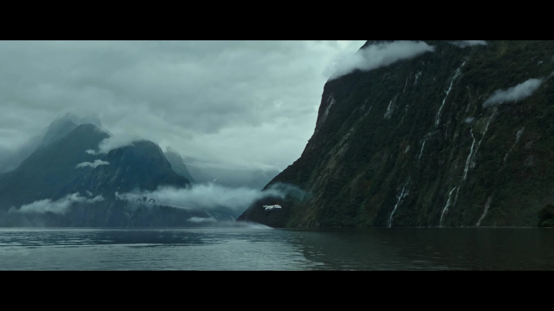 DMP artist Isabelle Morello worked on enhancing Milford Sounds to depict the Engineer planet as a land of Giants. In this shot we made the mountains much higher to convey this scale.