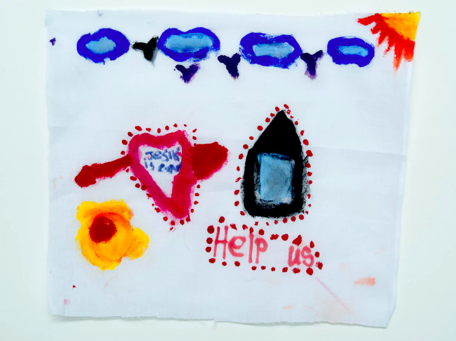 ‘Help us’: a hand-drawn note from a detainee on Nauru . Photograph: David T Young/ Penny Ryan