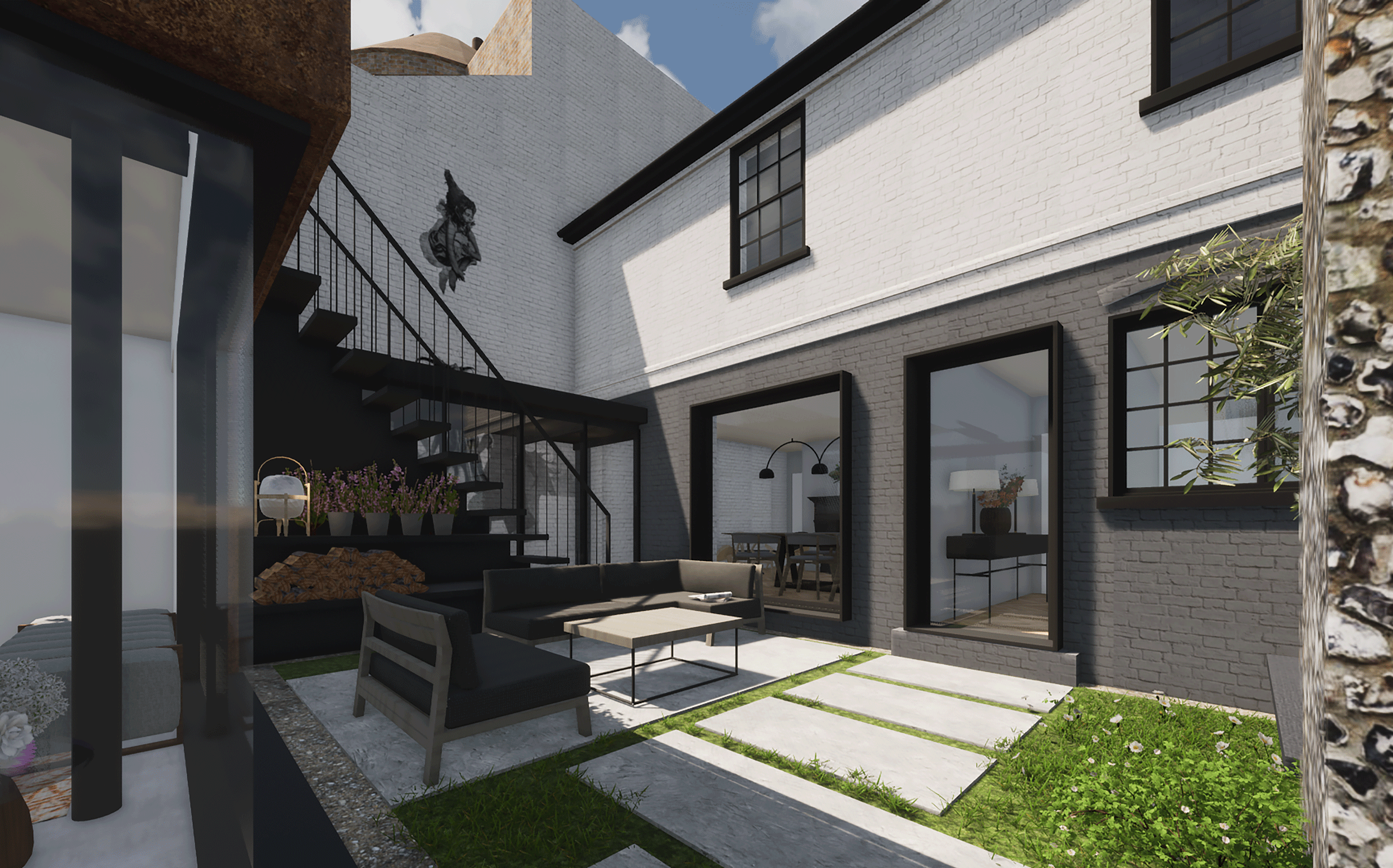 NEW COURTYARD TO GRADE II LISTED DWELLING