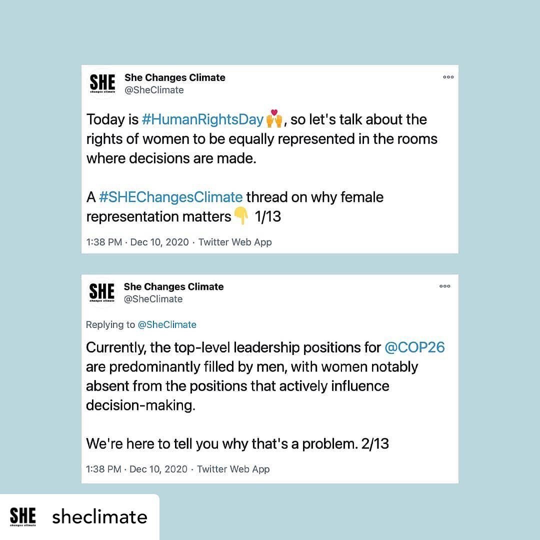 Was made aware of this last week. In the UK for the UN Climate Summit 2021, call for the inclusion of skilled, knowledgeable and caring women! 🙌🏻🙌🏻 @sheclimate  @unitednations @cop26uk Posted @withregram &bull; @sheclimate Here's a tweet thread w
