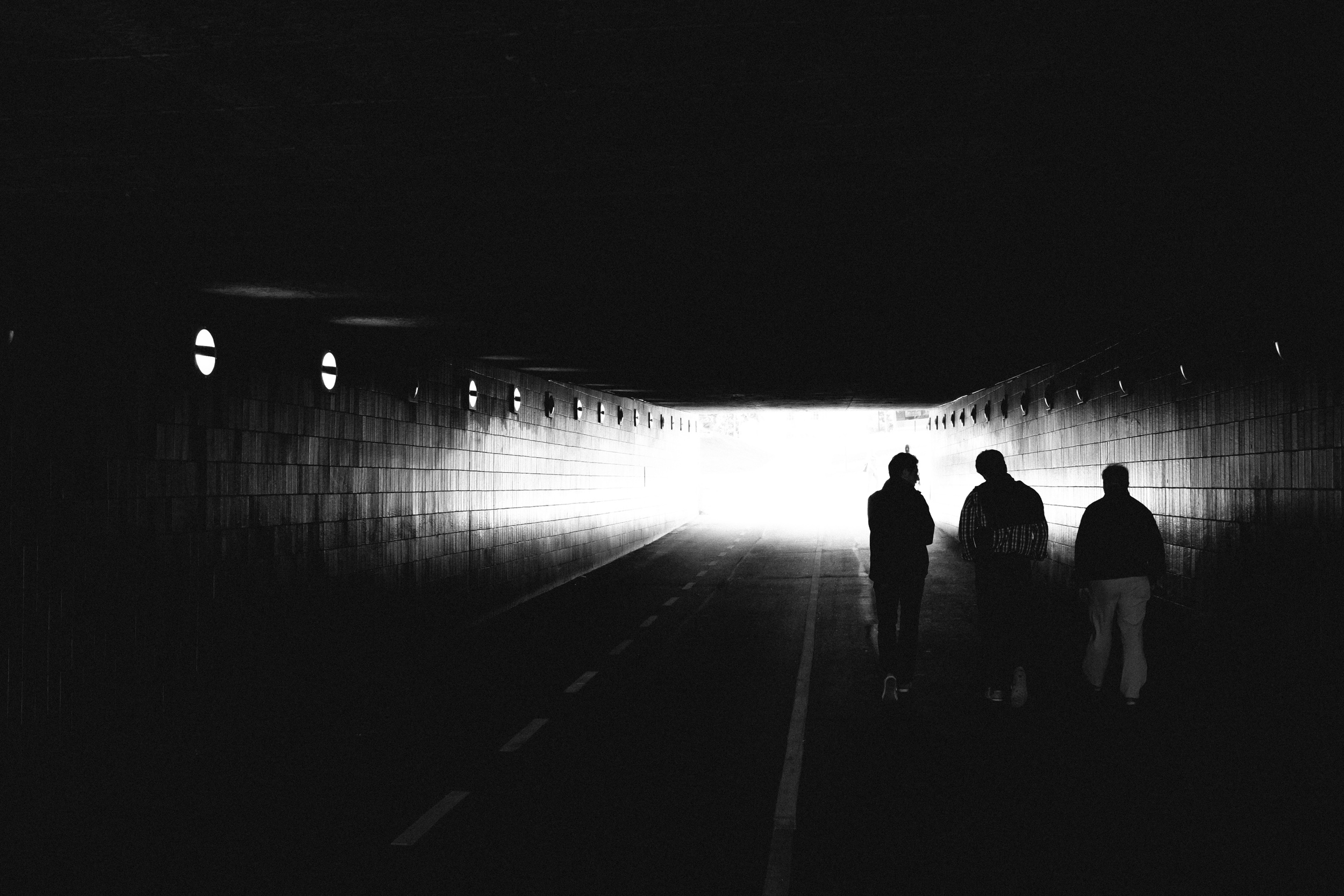 Three guys in tunnel, Danvikstull, Stockholm