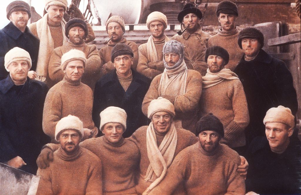 Return of the "Discovery" expedition from Antartica in 1931 (the Heroic Age of Antarctic Exploration). *Those who did not get the memo about camel and navy were excluded from the group portrait, and consequently, the annuls of history.