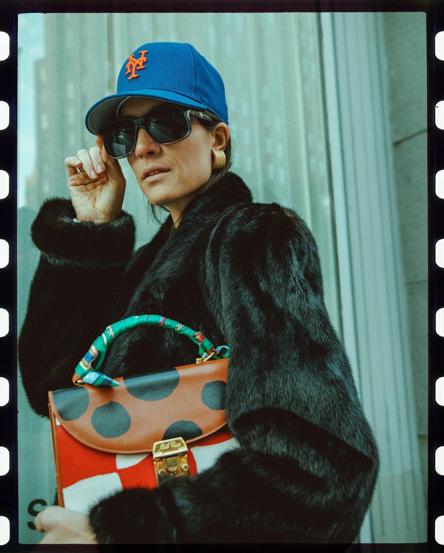 The F.E. Castleberry vintage mink fur coat&hellip;one of a small selection of vintage fur coats available in the TriBeCa shop. Paired with vintage Pucci sunglasses, Mark Cross bag, vintage Celine earrings, and Mets ball cap. GO METS!