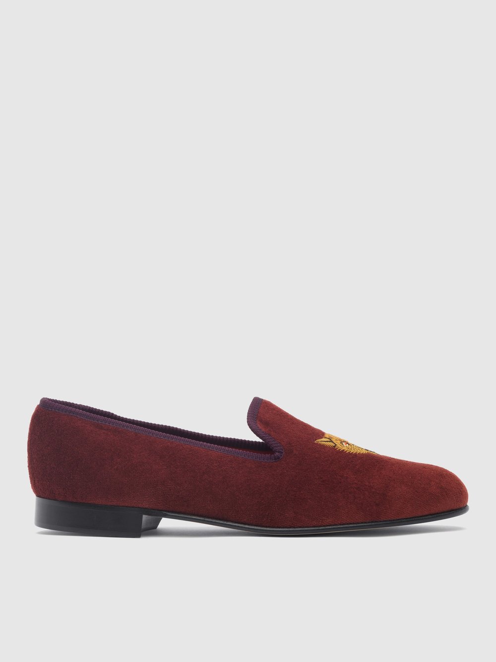 Mens Burgundy Velvet Albert Slippers Smoking Shoes Size 12 England Made Plain Albert Black Burgundy | Crockett & Jones – Crockett  main image 4