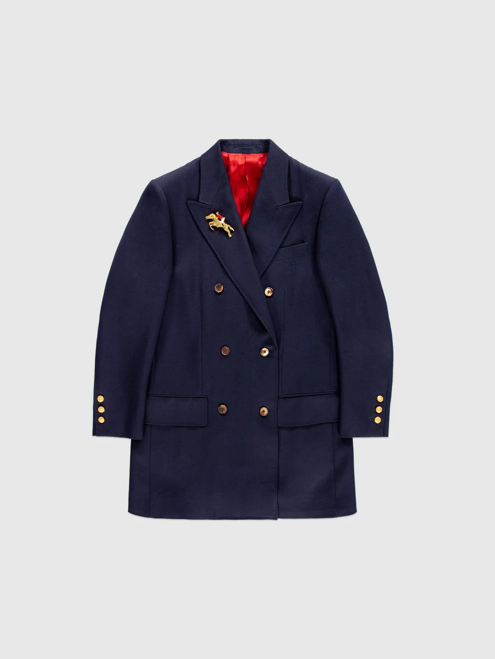 blue gold button blazer dress Navy — F.E. Castleberry Collar Blazer Dress with