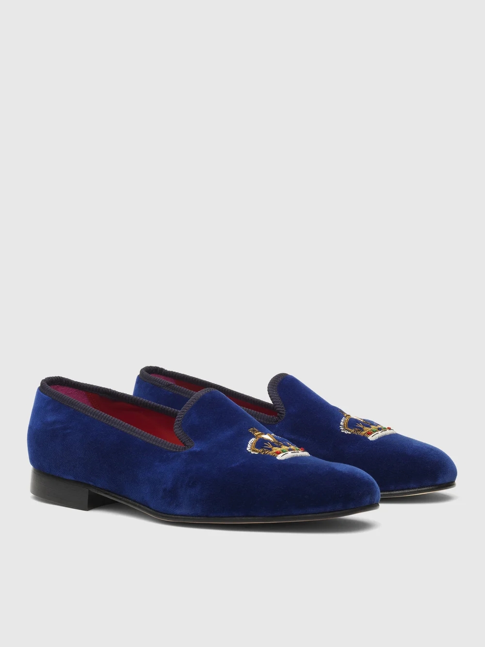 Men\'s Crushed Blue Velvet Loafers Slip On Shoes Slippers Flats Crown & Bee Men main image 4
