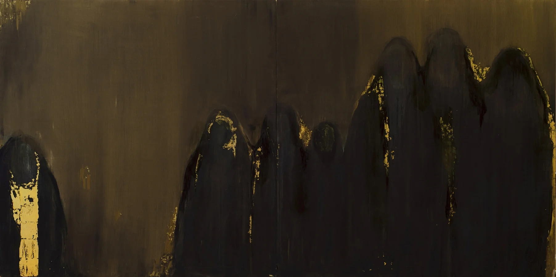 Atrament 2013-2014 OIl, acrylic, gold leaf on wood panel 4’ x 8’