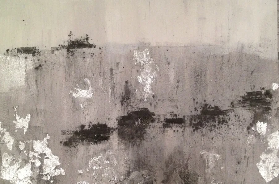 PK Landscape #3 2014 watercolor, gouache, aluminum leaf, graphite and pyrite on paper