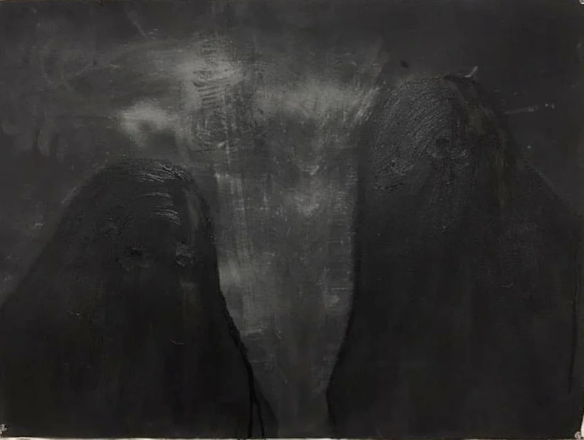 μνημείο/monument 2016 bitumen, oil, ink, pigment and graphite powder on paper