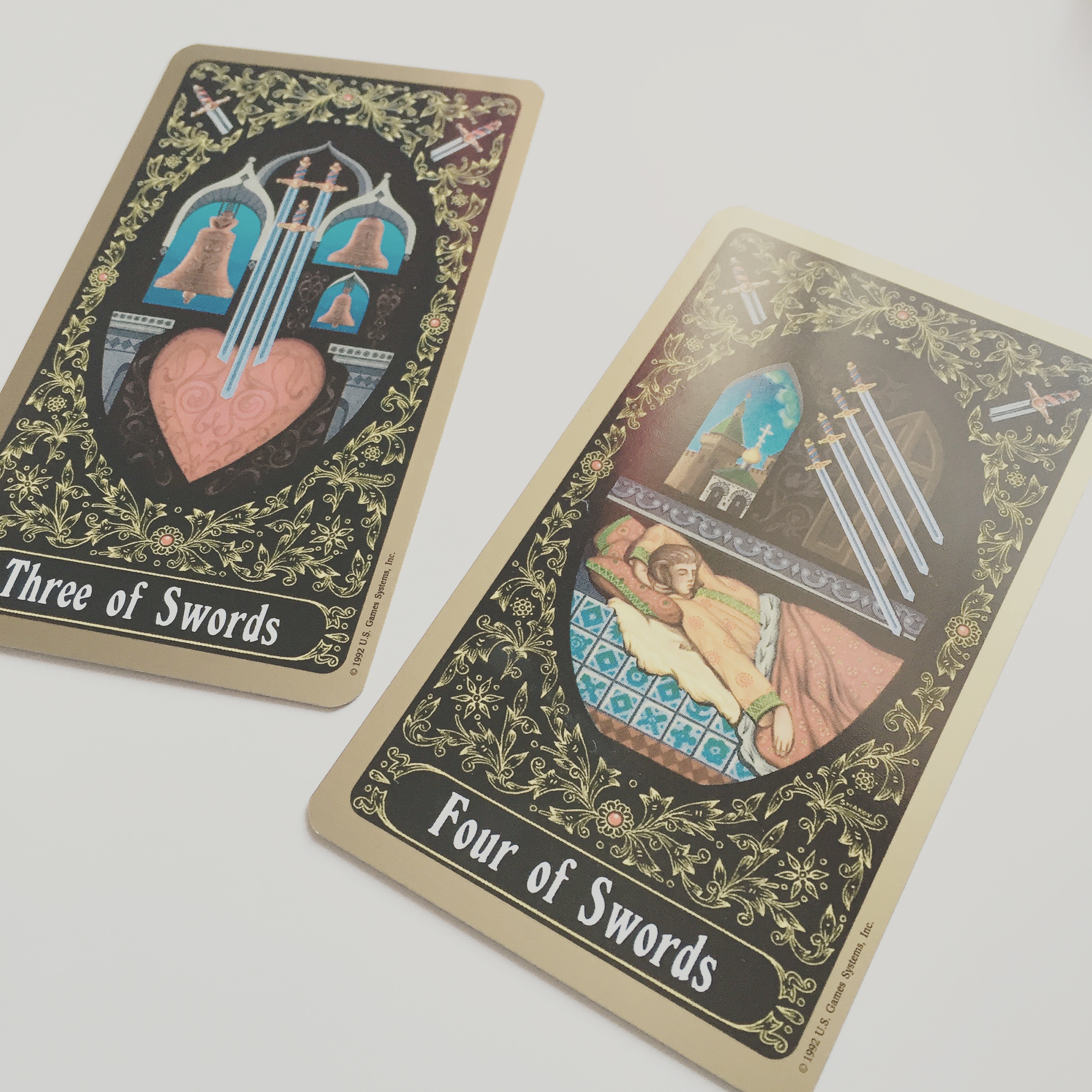 This is my favourite Four of Swords AKA Duvet Day from the Russian Tarot of St. Petersburg x