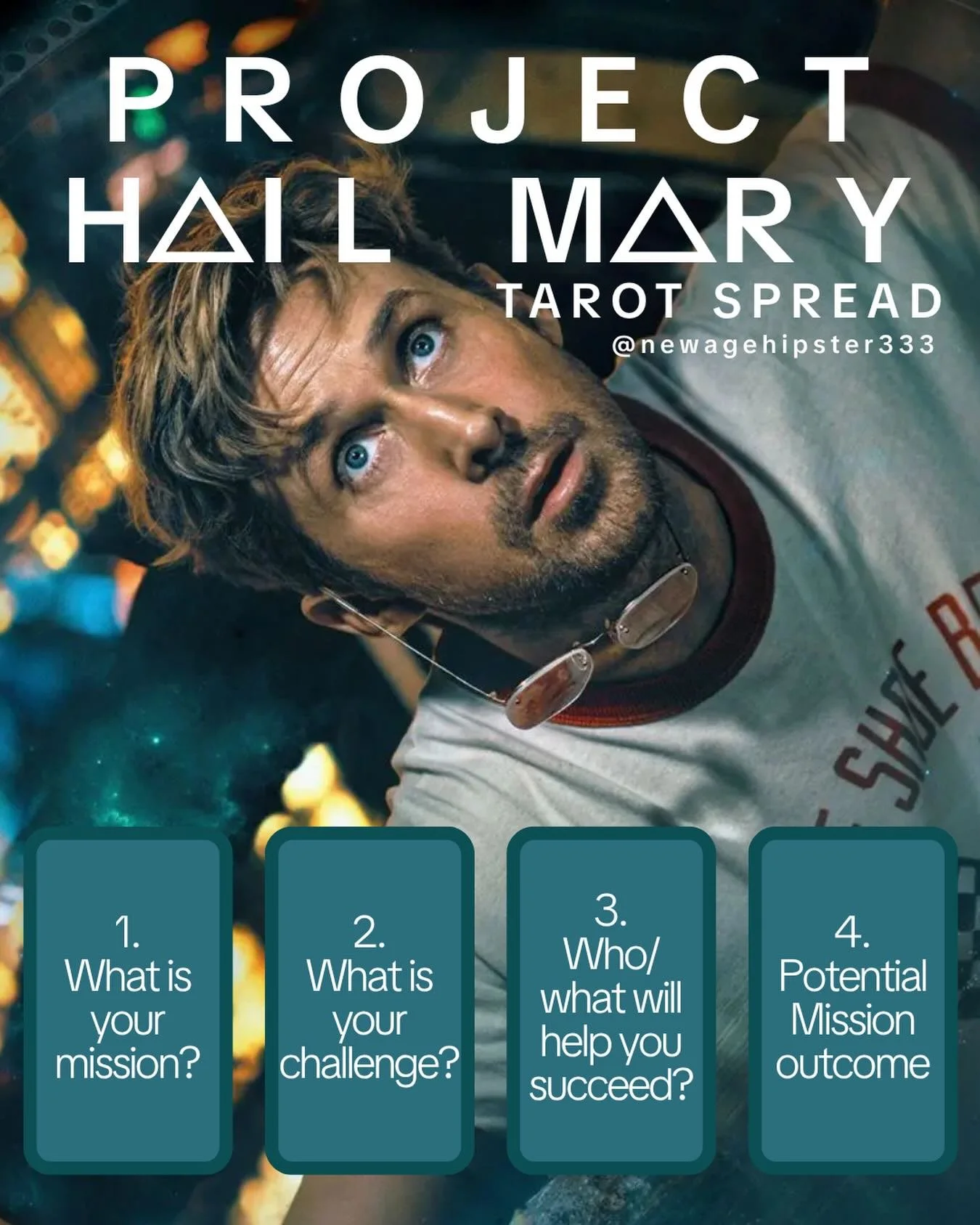 ✨🧑&zwj;🚀PROJECT HAIL MARY🧑&zwj;🚀✨

Went to see this yesterday and almost nearly cried about 3934749 times.

Anyone else?

Here&rsquo;s a #projecthailmary inspired #tarotspread to help you figure out your own mission and how to succeed! 

🤞 you m