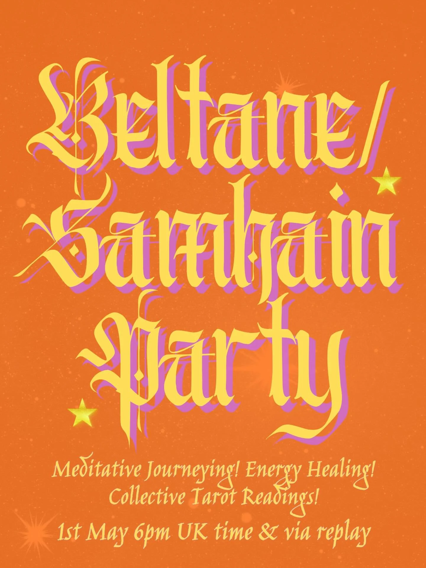🔥BELTANE/SAMHAIN PARTY!🔥

We will be celebrating Beltane/Samhain with a Light Club gathering and you are invited! 😍

Join us for 90 minutes of healing meditation journey, card readings, chit chat and spiritual community! 🙏 

1st of May at 6pm UK 