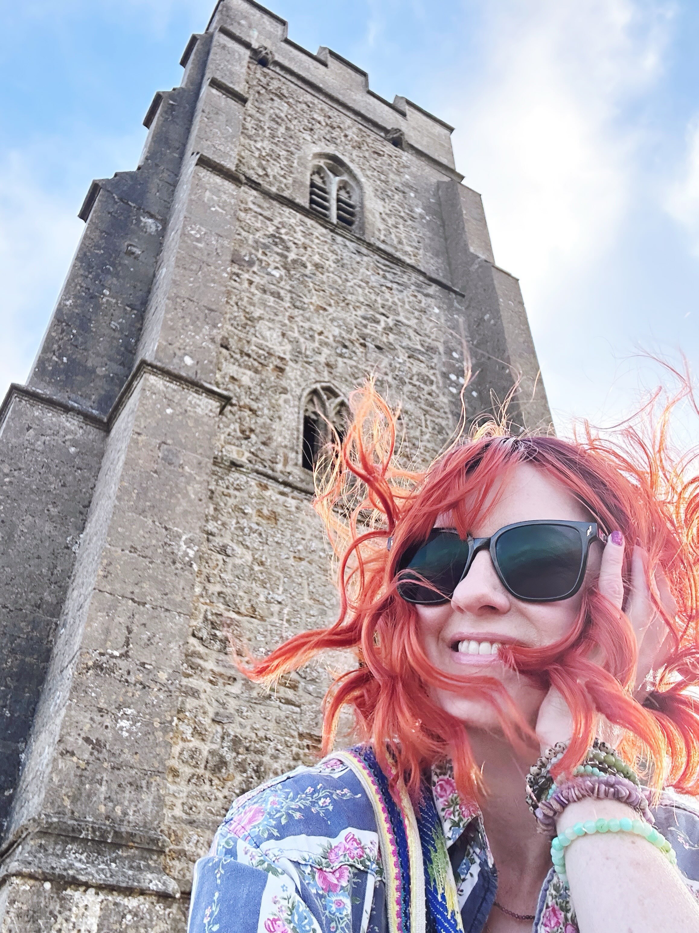 Glastonbury day two part one, trip to the Tor! 

How magical are those light beams?? 😲🤩

What do you see?? 😍😍😍