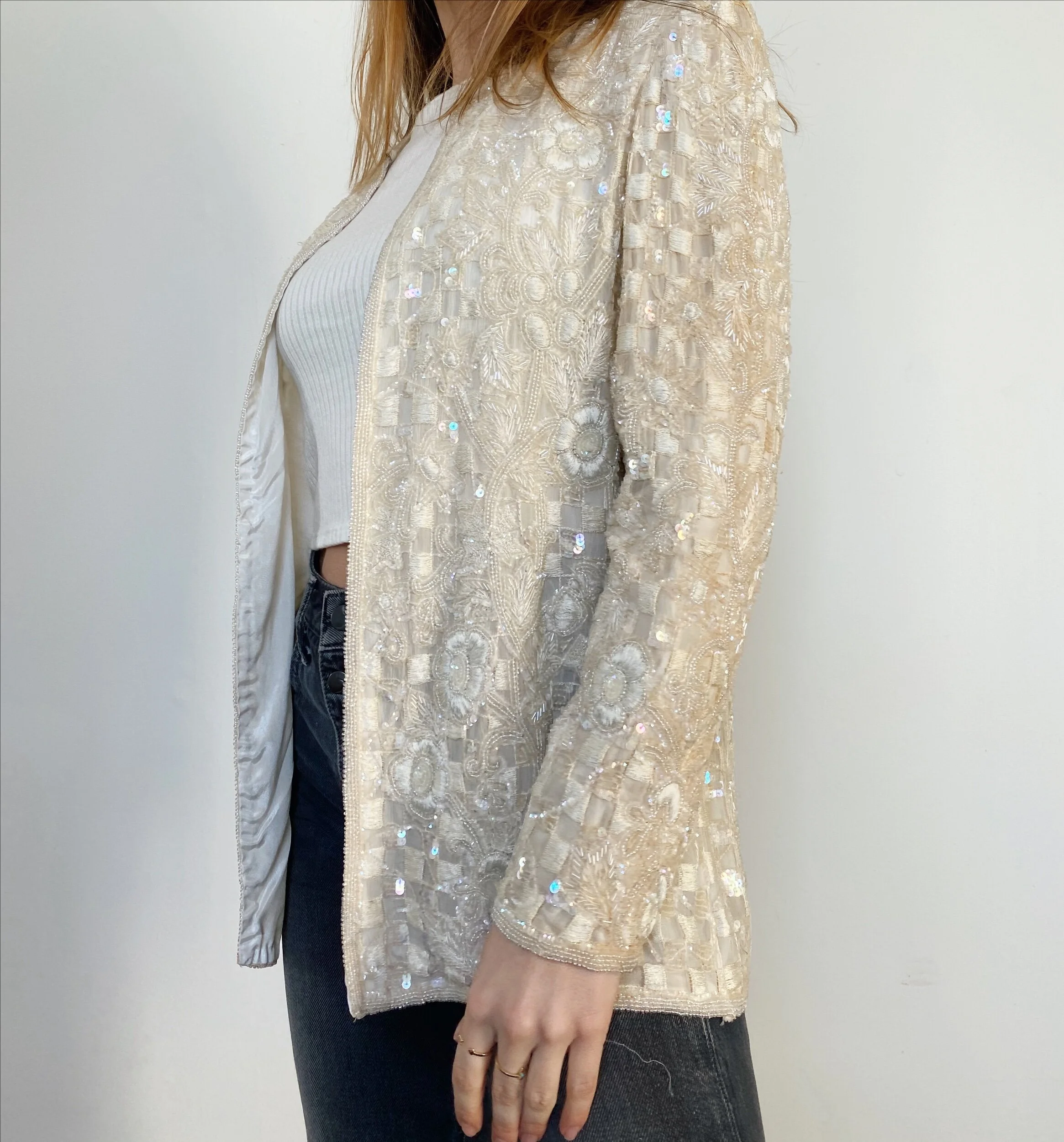 Cream Beaded Jacket