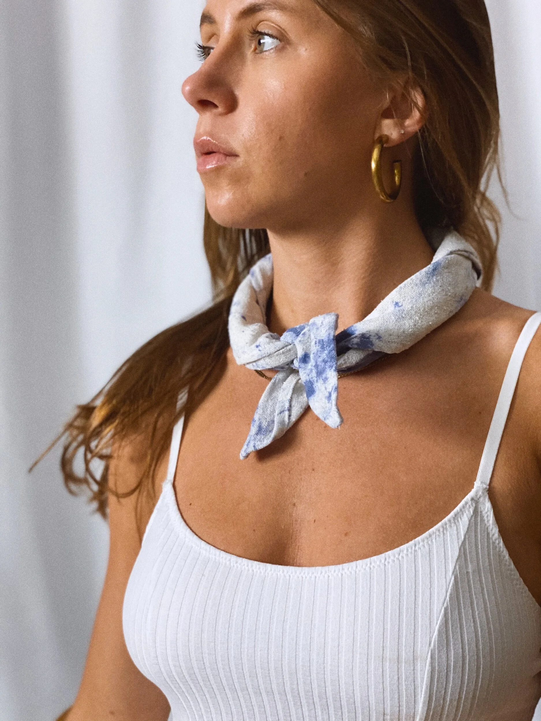 Blue Cloud Raw Silk Bandana — Explore Designs