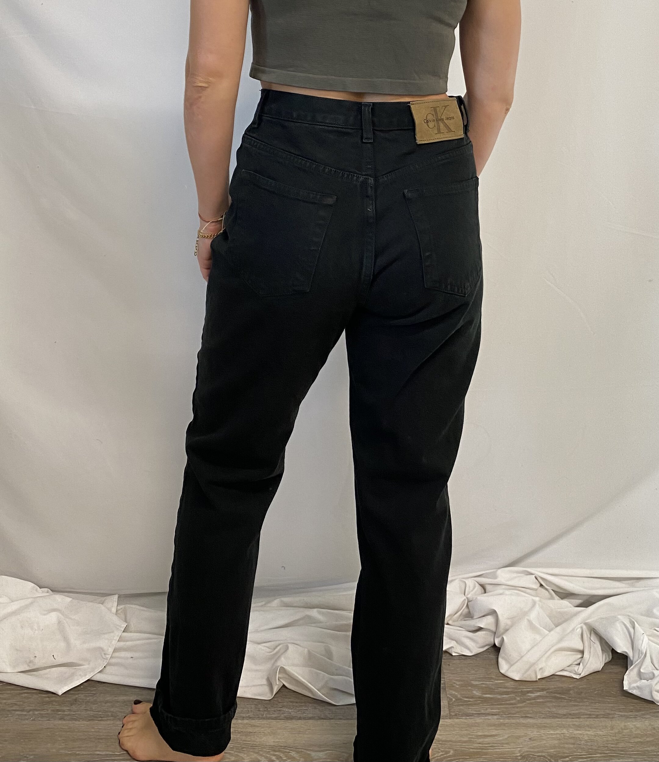 calvin klein black jeans 28"