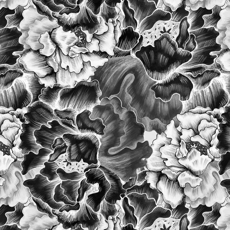 Midnight Peonies - Ebony