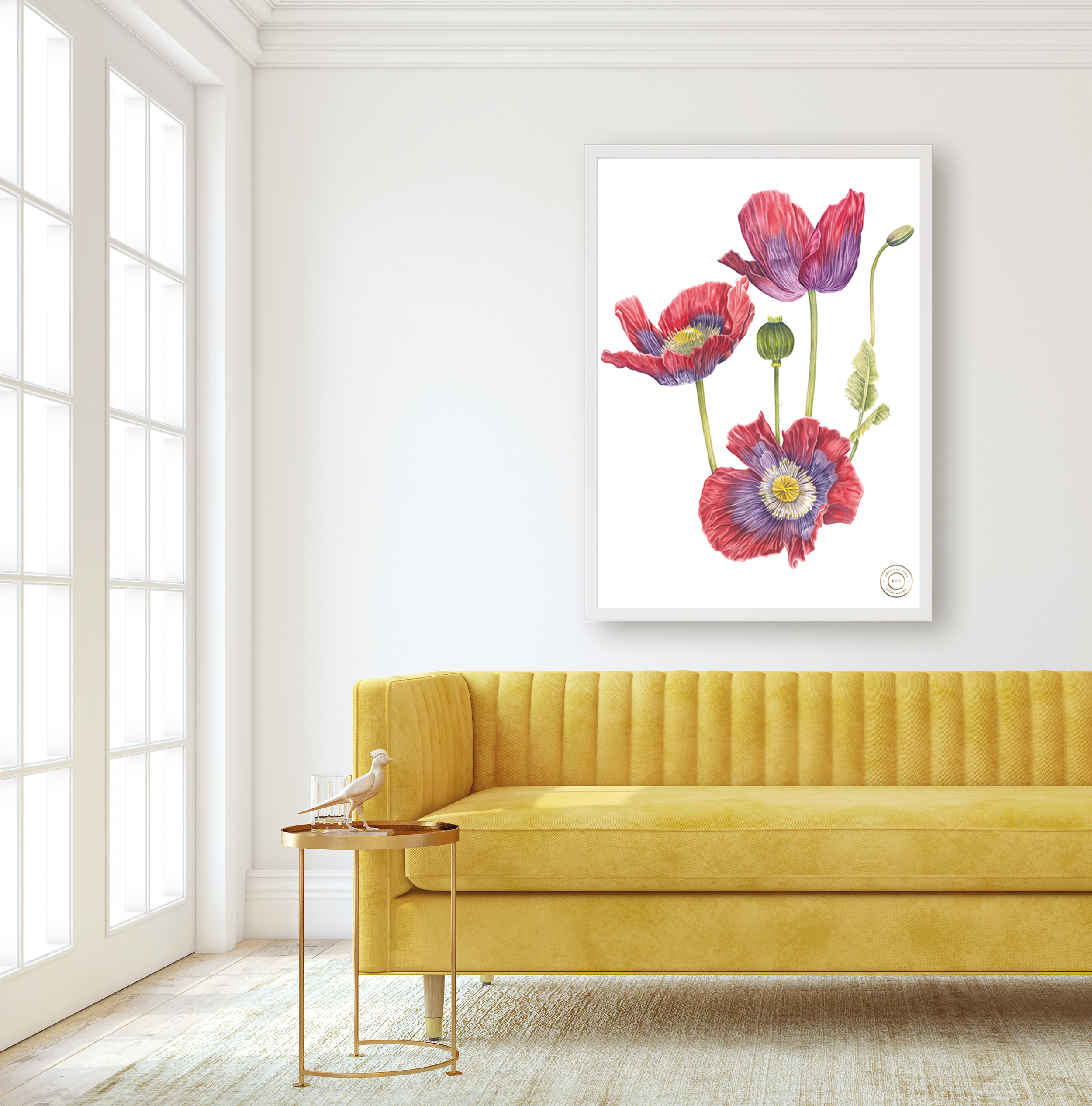 OPIUM POPPY BOTANICAL FINE ART PRINT FRAMED 05_.png