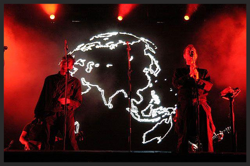 On the 2003 tour when Karmacoma was performed live, the LED screen displayed a revolving globe showing all the Massive Attack tour dates for that year.