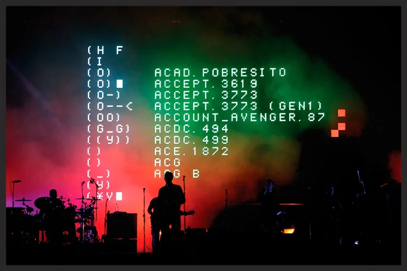 When Mezzanine was performed live on the 2003 100th Window tour, the LED screen behind Massive Attack displayed the names of various computer viruses.