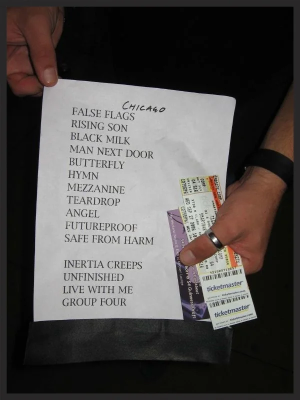 Typical setlist from the 2006 tour. This one is from the Chicago show which had a rare performance of Live With Me with Terry Callier on stage.