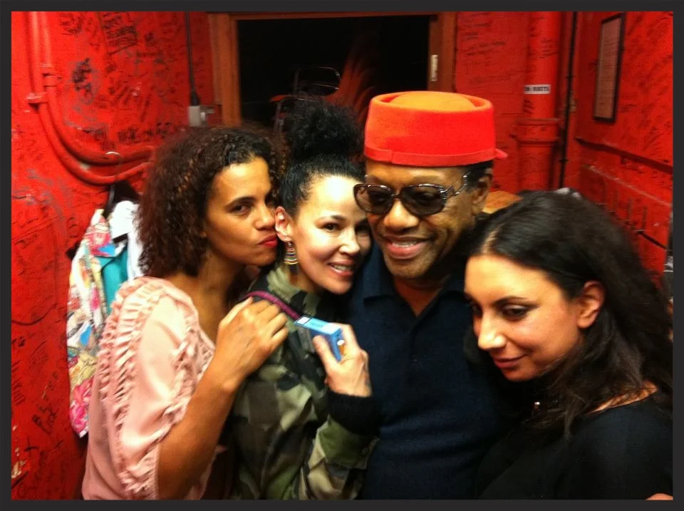 Herbie Hancock pictured in the Massive Attack studio in March 2012 with Neneh Cherry. Herbie Hancock's track "Watermelon Man" was sampled in Dead Editors.