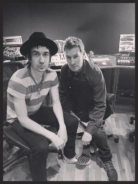 Gorillaz guitarist Jeff Wootoon pictured with 3D in Massive Attack's studio in May 2015. Jeff played guitar on Voodoo In My Blood.