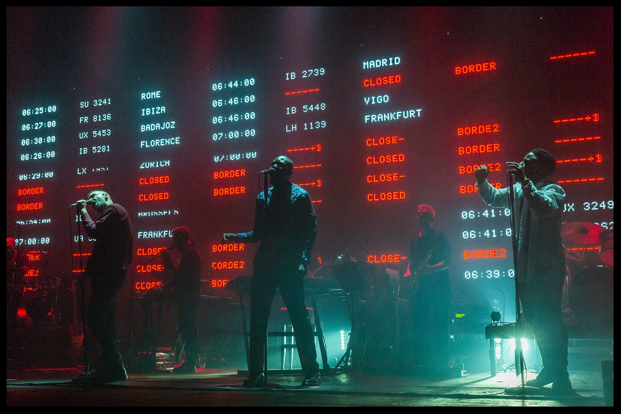 Voodoo In My Blood being performed on 2016 tour. During the performance the LED screen would flash airplane timetables from the nearest airport to each show.