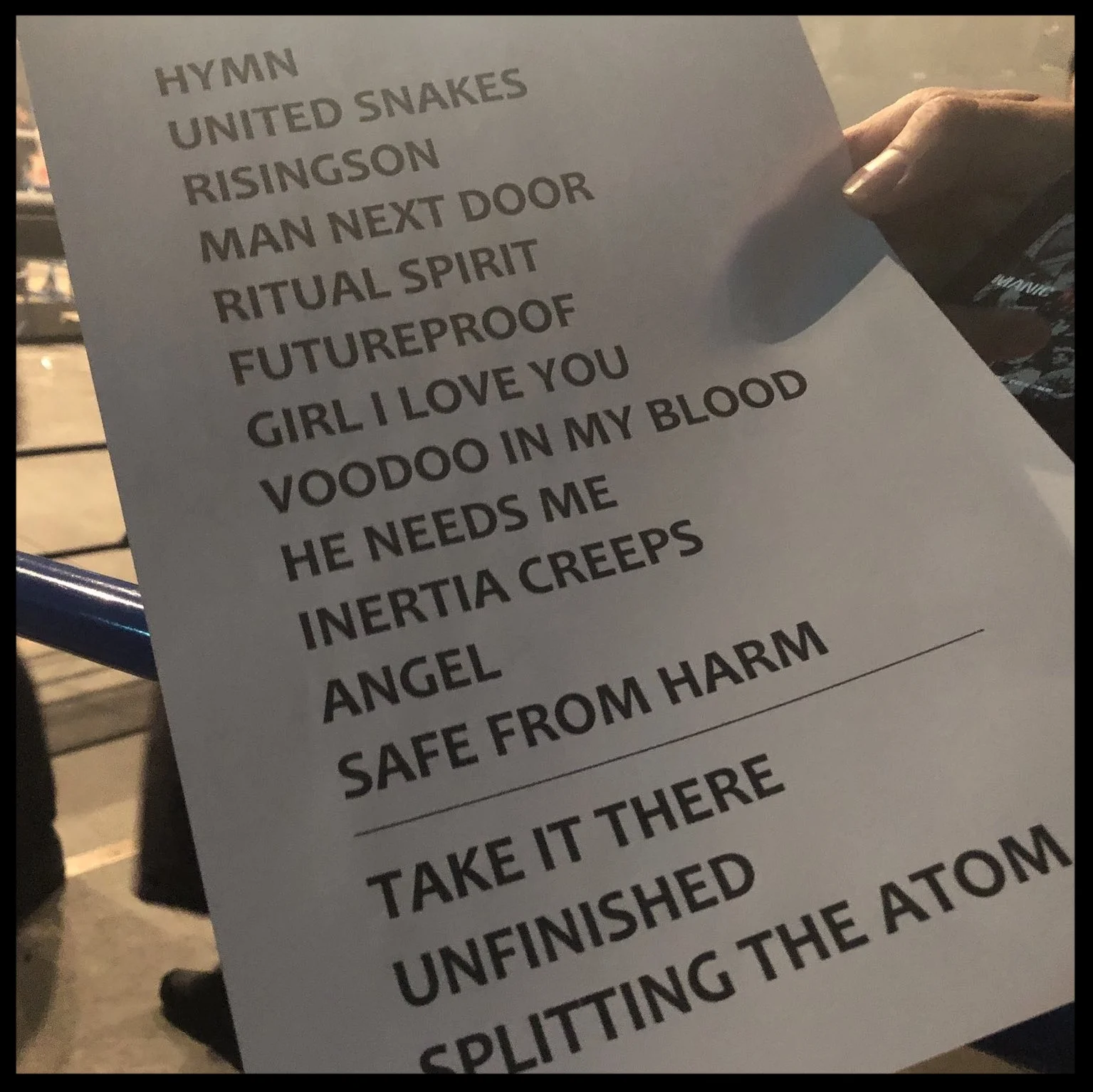 Setlist from the recent Asian tour.
