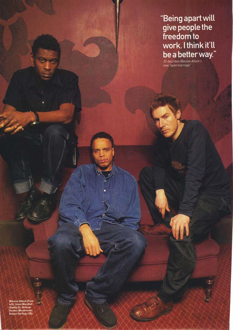 Photo taken from the January 1999 issue of Q Magazine, where Massive Attack were interviewed about their fractious relationship whilst recording Mezzanine.
