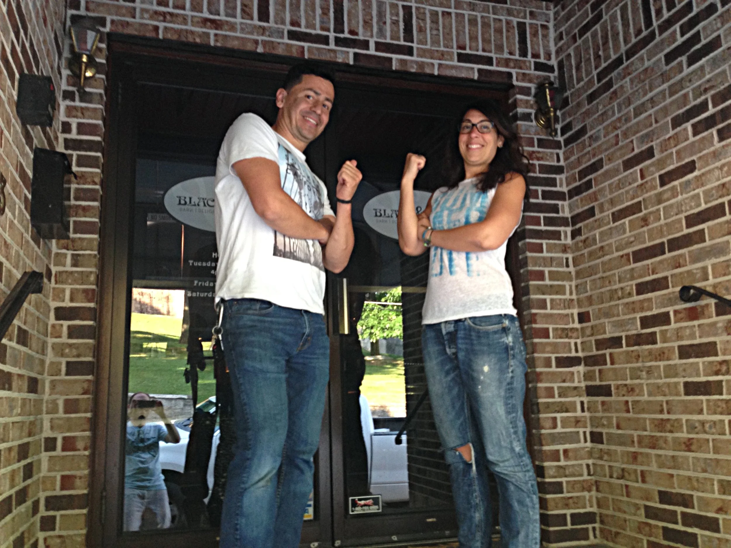 Managers Marcel Bedoya, left, and Tara Perruso are hoping to reopen Easton's Black & Blue in mid-July. (Dustin Schoof Photo)