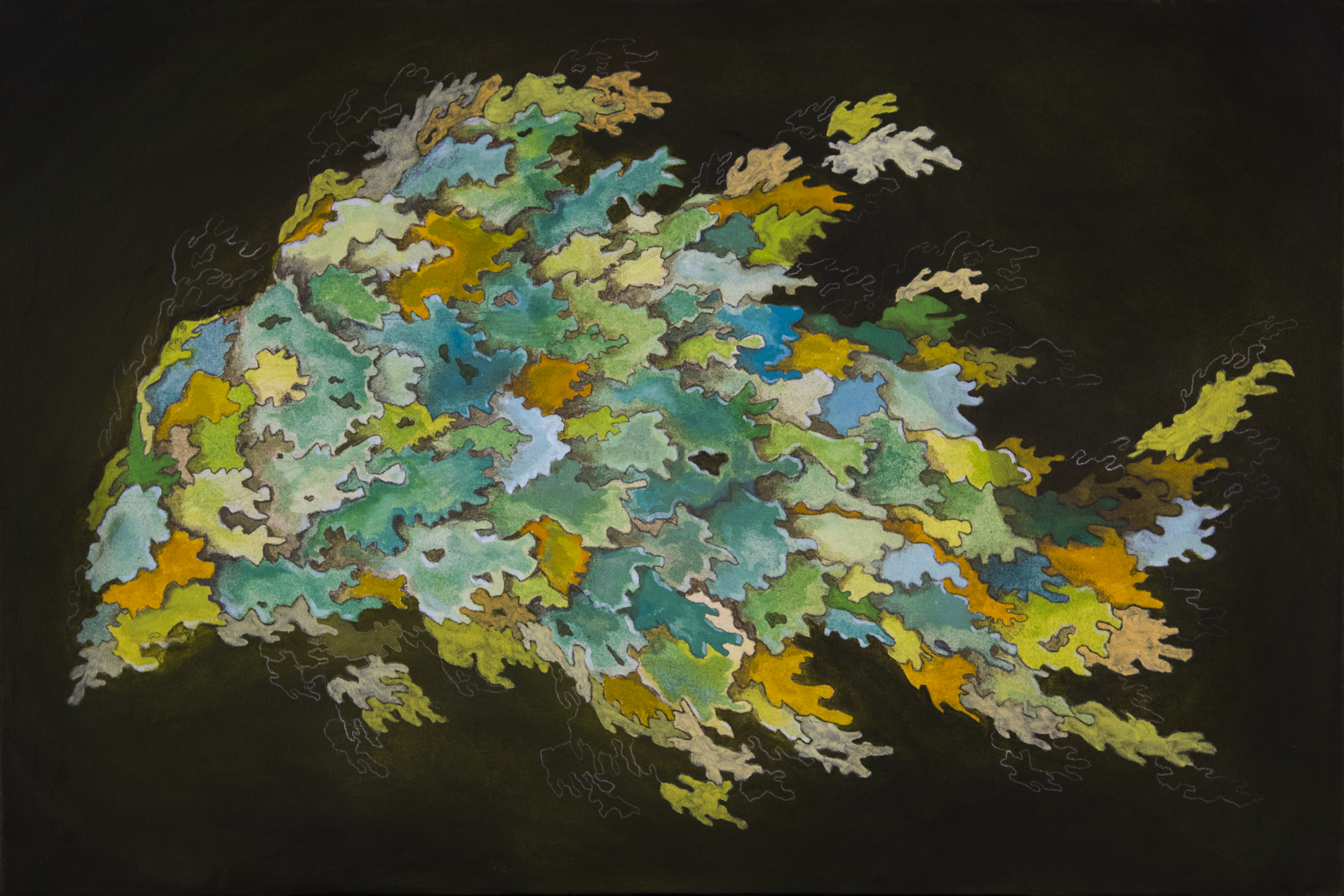 Lichen Patient, Lichen Kind 2015, Oil on Canvas, 24" x 36"