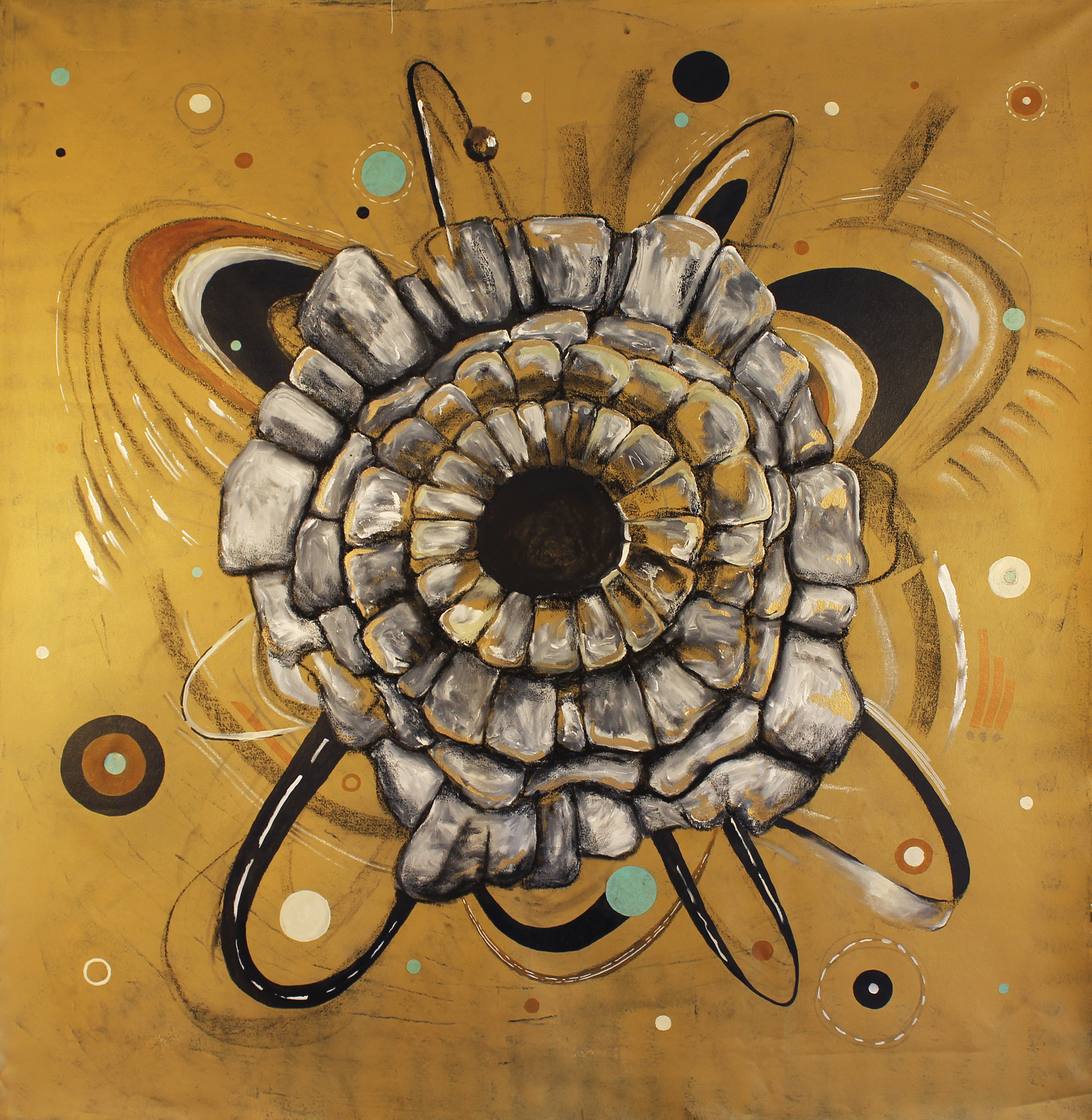 Cataclysmic Converter 2017, Mixed Media on Canvas, 70" x 70"