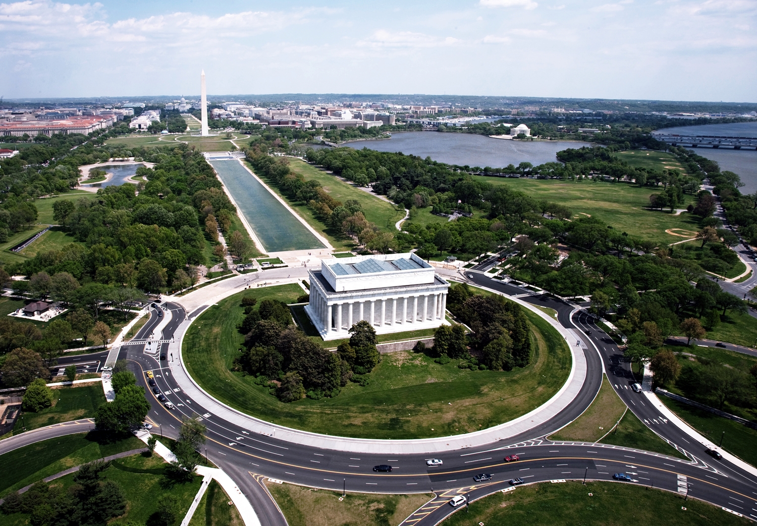 " Aerial view of Lincoln Memorial - west side " by Carol Highsmith is licensed under the public domain.