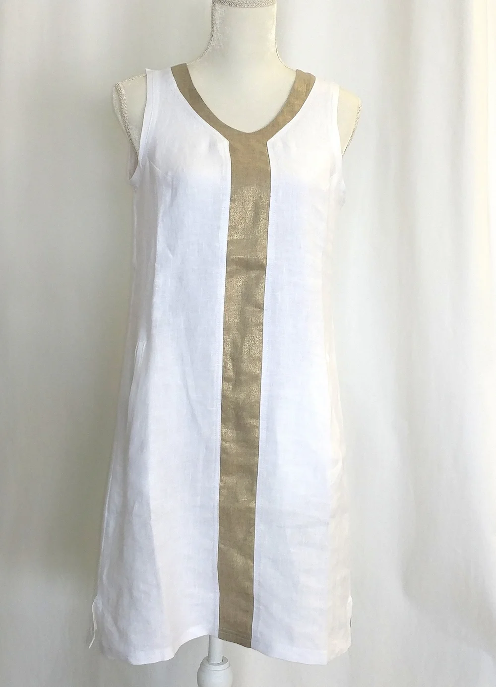 ILINEN Dress Linen White with Gold  Cruz'n Shoes by Menorquinas USA
