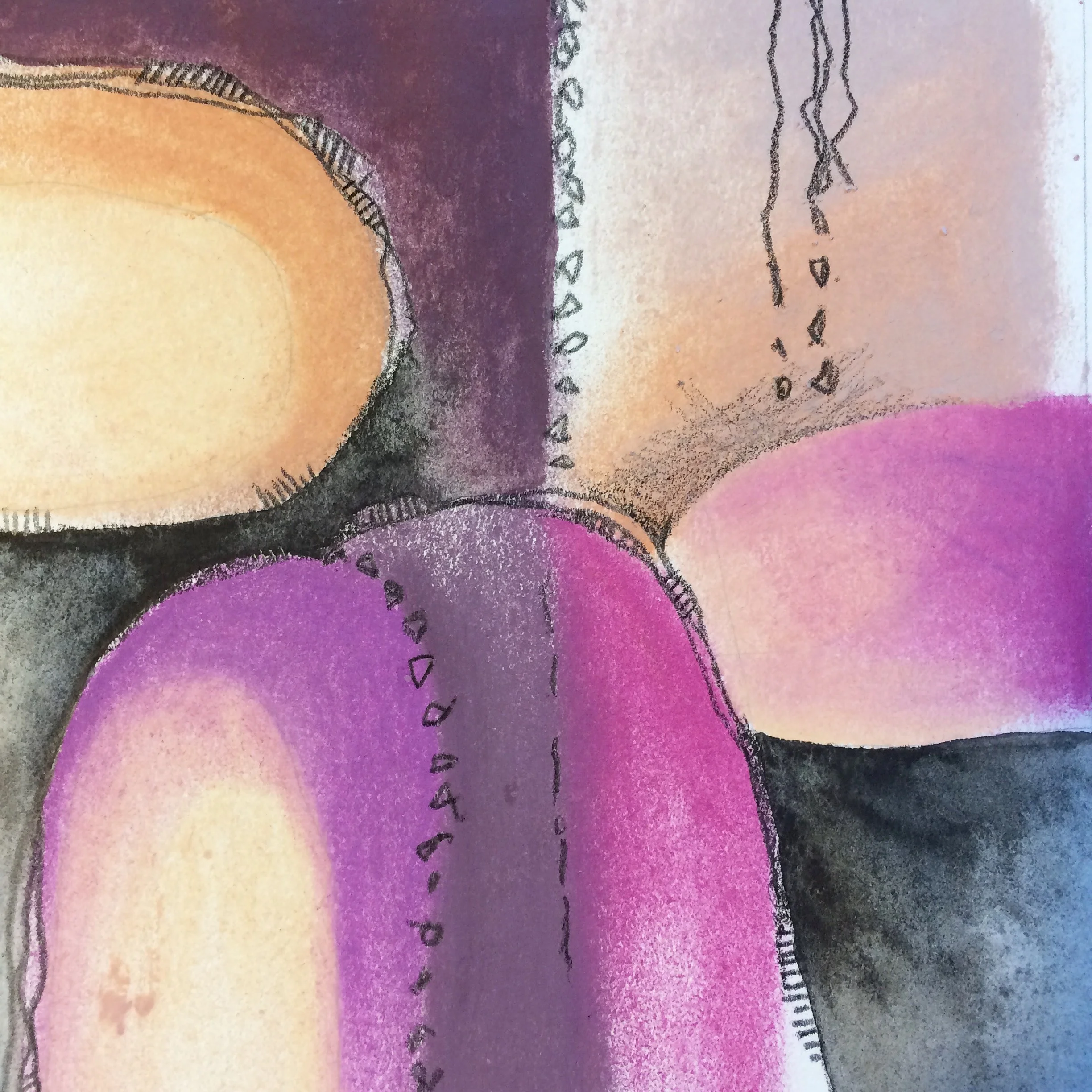 Where I contemplate all the ways we miss each other... as in not understanding each other, as in losing connection, as in not noticing or hearing, as in: feeling sad to not be with you... as in I miss you 12/100 of #the100dayproject and #100daysof5x5abstraction