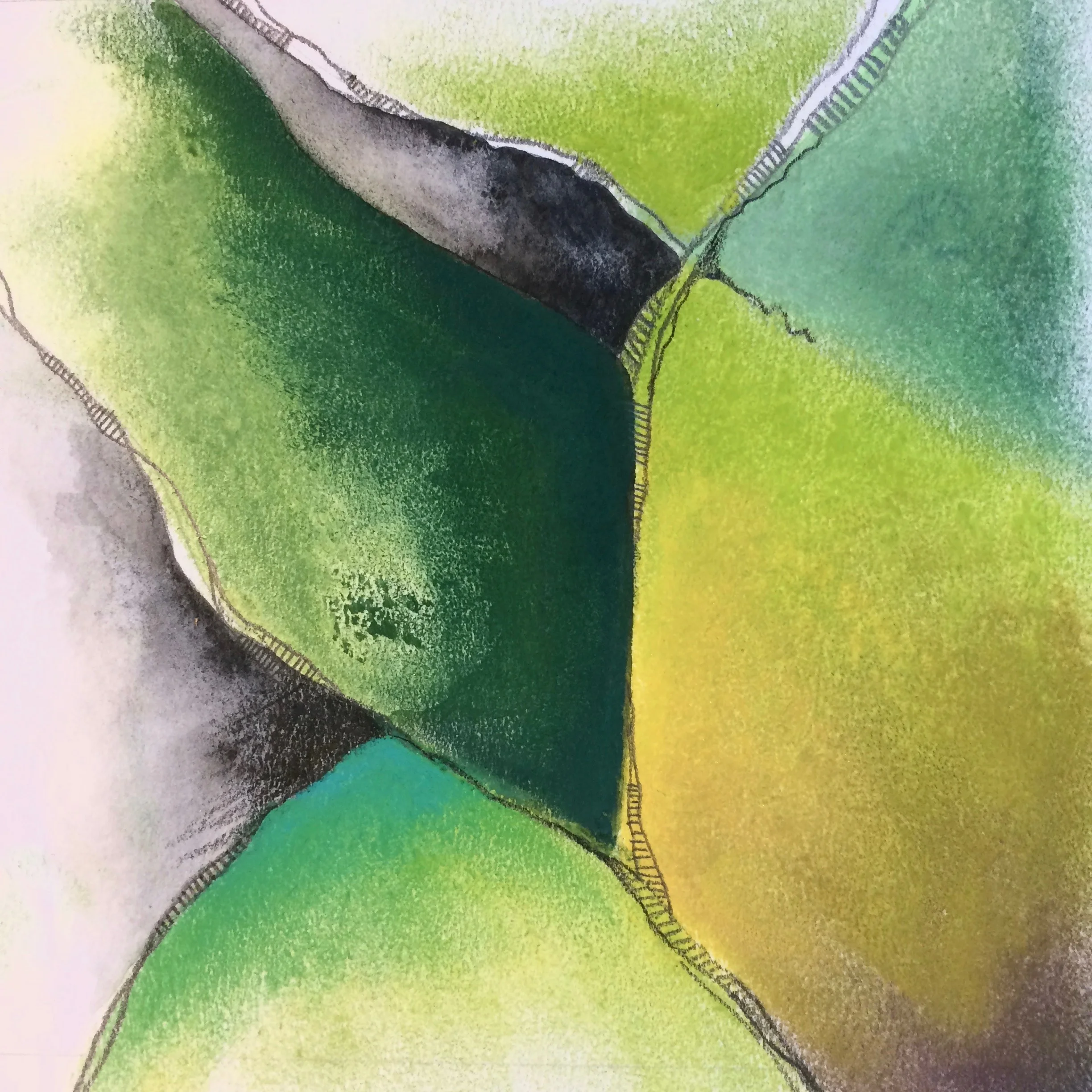 Just when you think you know where all your roads may go, you find a few surprises, a few that you'd never even contemplated finding. And there's that green too. 11/100 of #the100dayproject and #100daysof5x5abstraction