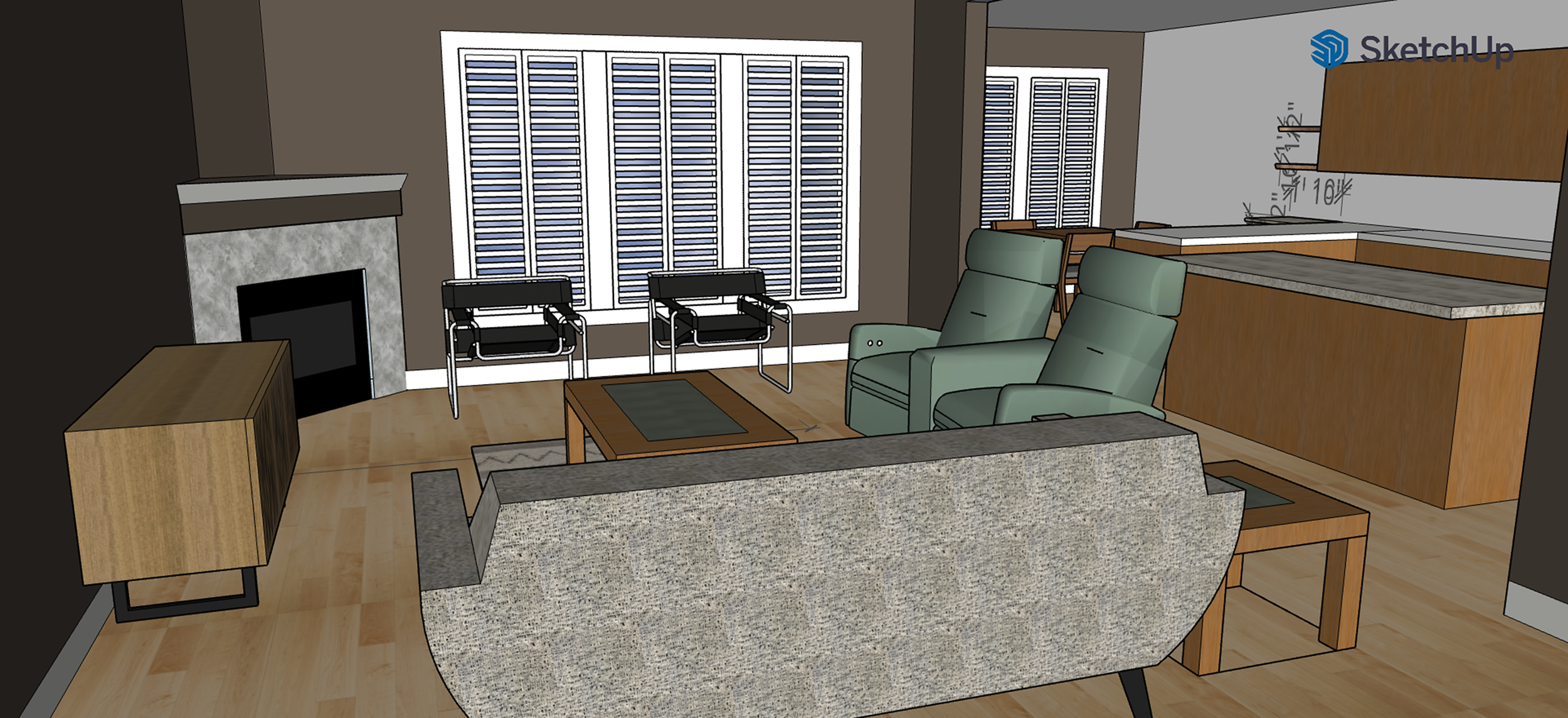 Living area Sketchup model